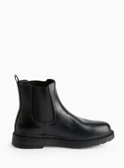 Black Faux Leather Chelsea Boots 9