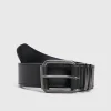 Black Faux Leather Dark Gunmetal Buckle Belt XXL