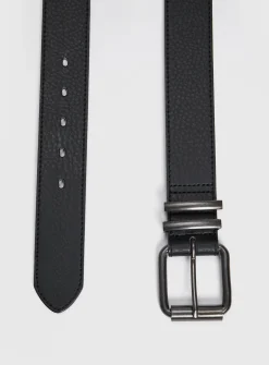 Black Faux Leather Dark Gunmetal Buckle Belt XXL