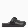 Black Faux Leather Fleece Lined Clogs 8