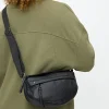 Black Faux Leather Half Moon Camera Bag One Size