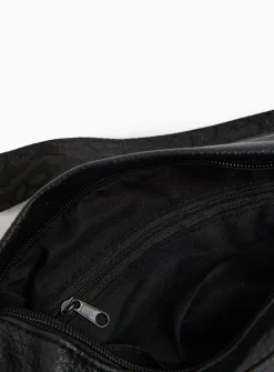 Black Faux Leather Half Moon Camera Bag One Size