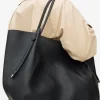 Black Faux Leather Pleat Shopper Bag One Size