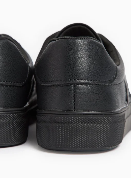 Black Faux leather Star Detail School Trainers 7 Infant