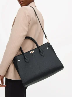 Black Faux Leather Tote Bag One Size