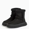 Black Faux Suede Borg Detail Boots 9 Infant