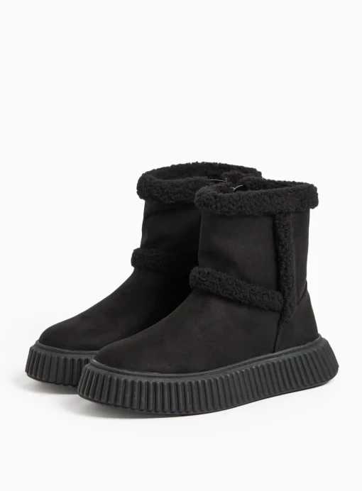 Black Faux Suede Borg Detail Boots 9 Infant