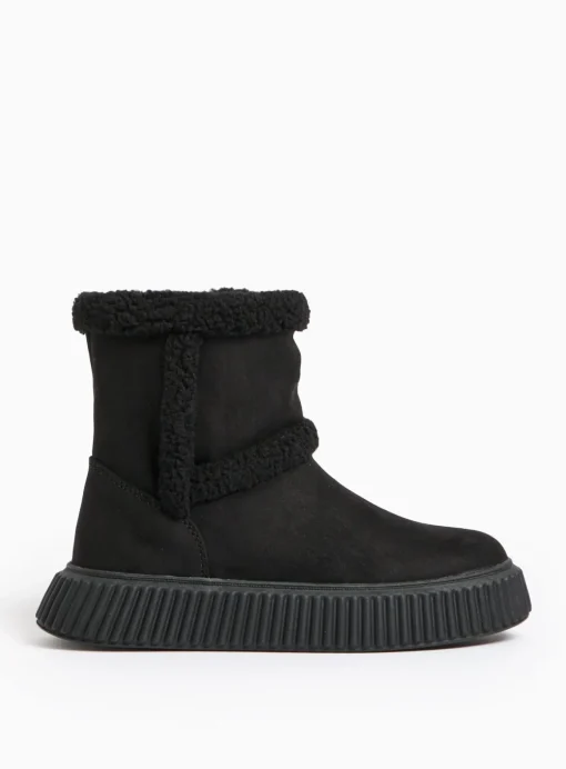 Black Faux Suede Borg Detail Boots 9 Infant