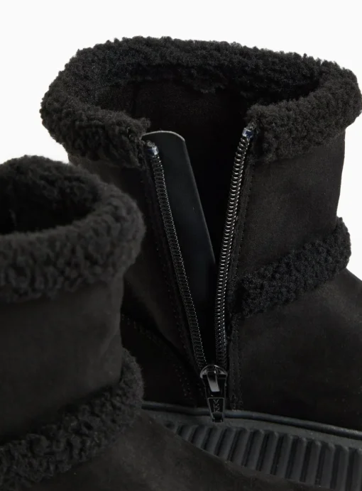 Black Faux Suede Borg Detail Boots 9 Infant