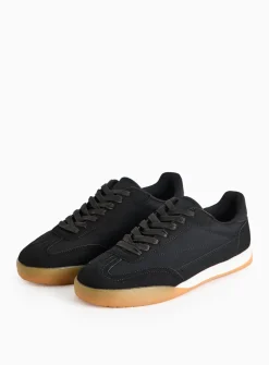 Black Faux Suede Contrast Trainers 9