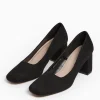 Black Faux Suede Court Shoes 4