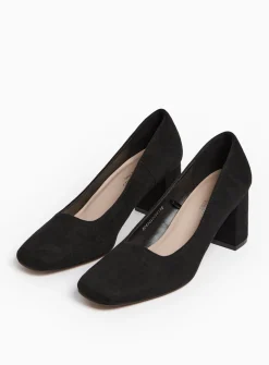 Black Faux Suede Court Shoes 4