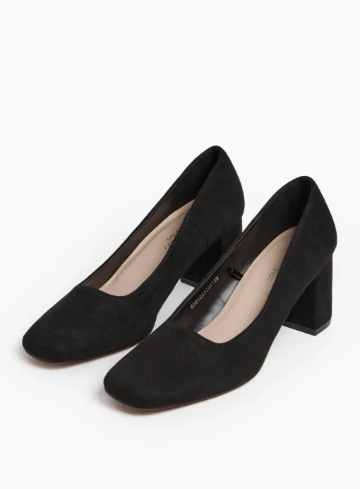 Black Faux Suede Court Shoes 4