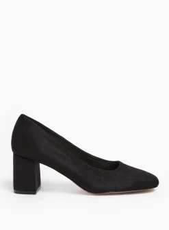 Black Faux Suede Court Shoes 4