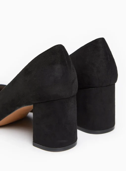 Black Faux Suede Court Shoes 4