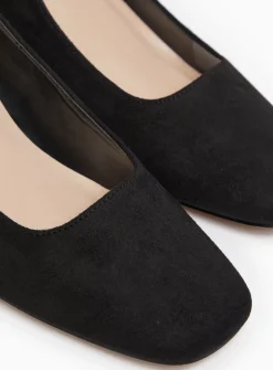 Black Faux Suede Court Shoes 4