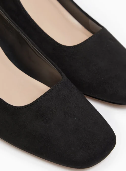 Black Faux Suede Court Shoes 4