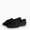 Black Faux Suede Tassel Loafers 7
