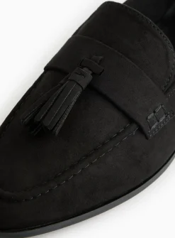 Black Faux Suede Tassel Loafers 7