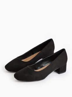 Black Faux Suede Wide-Fit Court Heels 7