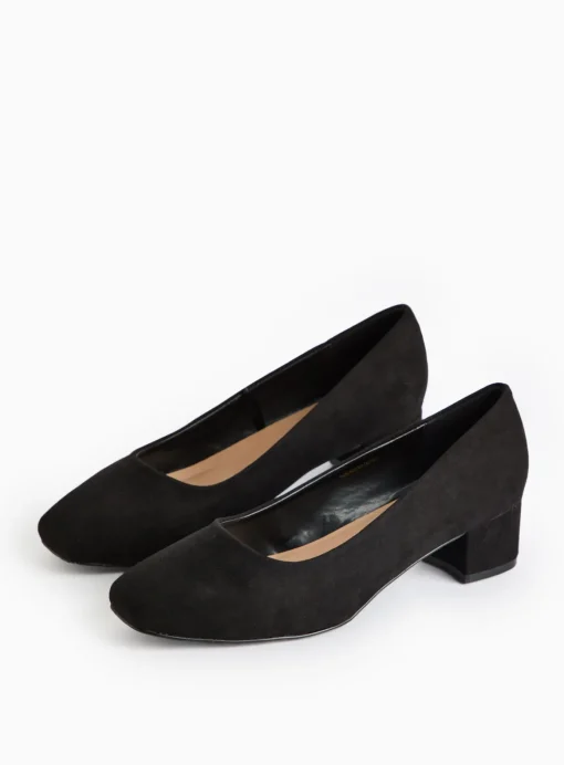 Black Faux Suede Wide-Fit Court Heels 7