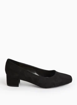 Black Faux Suede Wide-Fit Court Heels 7