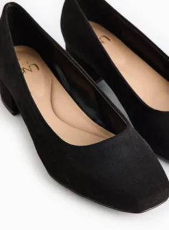 Black Faux Suede Wide-Fit Court Heels 7