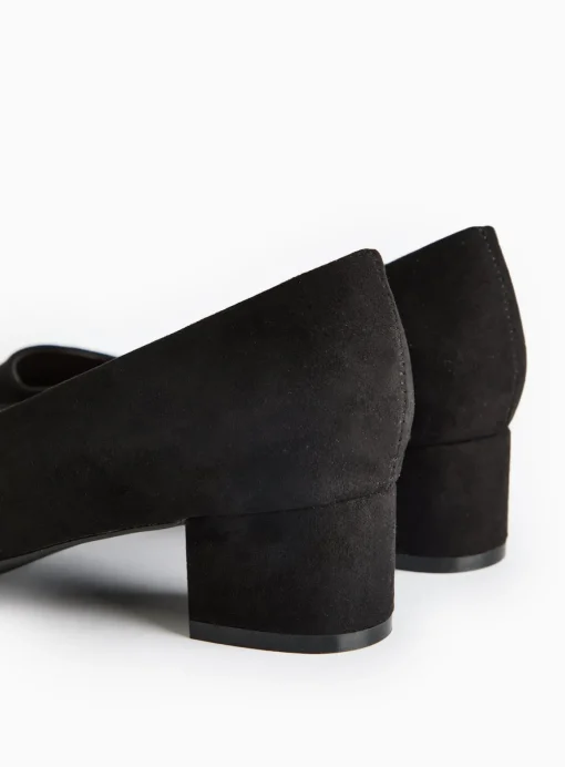 Black Faux Suede Wide-Fit Court Heels 7