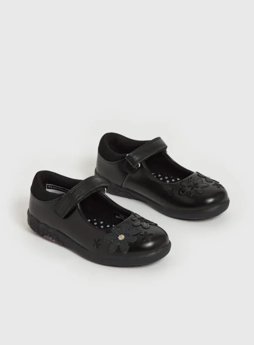 Black Floral Mary Jane School Shoes 10 Infant