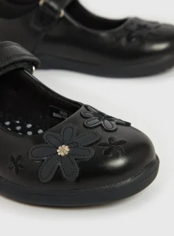 Black Floral Mary Jane School Shoes 10 Infant