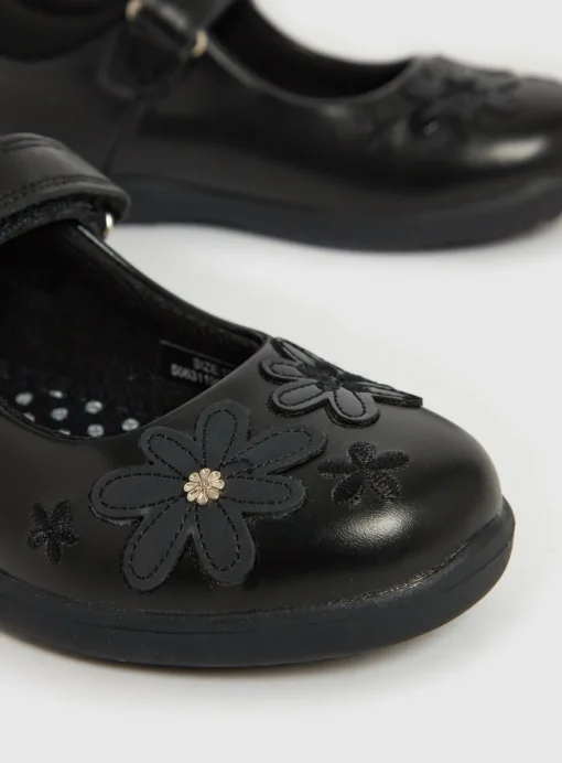 Black Floral Mary Jane School Shoes 10 Infant