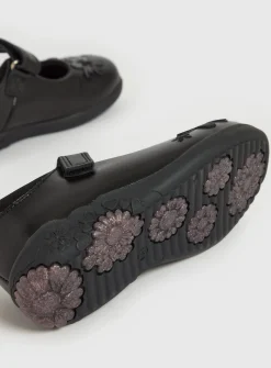 Black Floral Mary Jane School Shoes 10 Infant