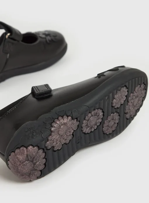 Black Floral Mary Jane School Shoes 10 Infant