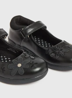 Black Floral Mary Jane Shoes 8.5 Infant