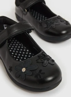 Black Floral Mary Jane Shoes 8.5 Infant