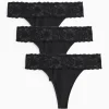 Black Flower Lace Thong 3 Pack 18