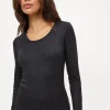 Black Glitter Medium-Warmth Thermal Long Sleeve Top M