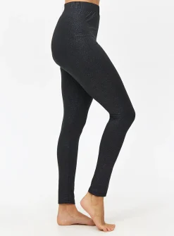 Black Glitter Medium-Warmth Thermal Leggings S