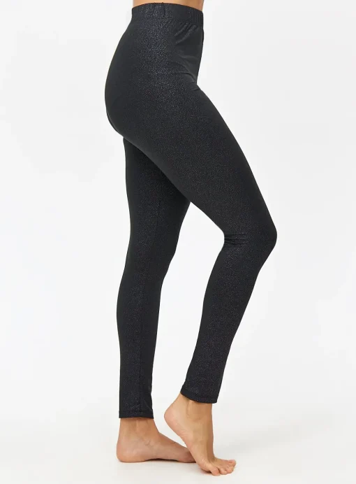 Black Glitter Medium-Warmth Thermal Leggings S