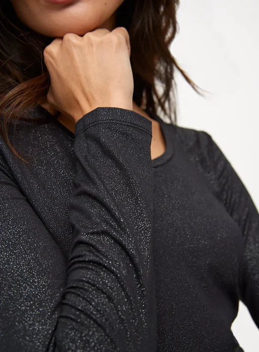 Black Glitter Medium-Warmth Thermal Long Sleeve Top M