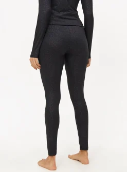 Black Glitter Medium-Warmth Thermal Leggings S