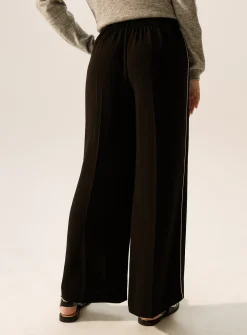 Black Glitter Side-Stripe Wide Leg Trousers 18L