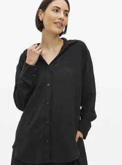 Black Jacquard Palm Print Co-ord Shirt 26