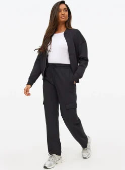 Black Jersey Bomber Jacket L