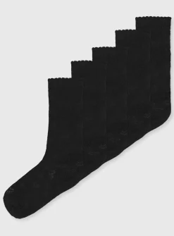 Black Knee High Heart Socks 5 Pack 6-8.5
