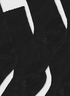 Black Knee High Heart Socks 5 Pack 6-8.5
