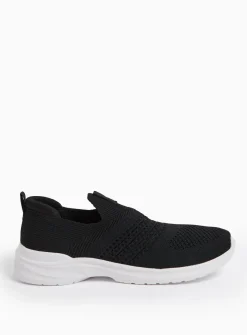 Black Knitted Slip On Trainers 8