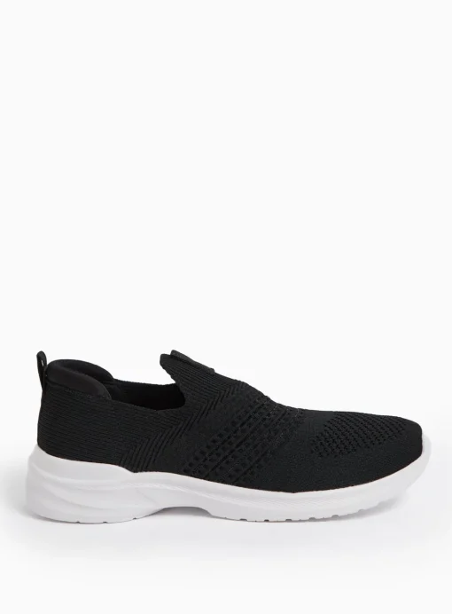 Black Knitted Slip On Trainers 8