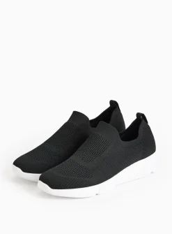 Black Knitted Slip On Trainers 6