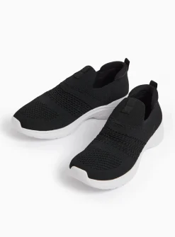 Black Knitted Slip On Trainers 8